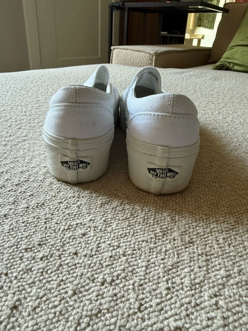 Vans Women’s Platform White Slip-On Canvas Sneakers - Picture 9 of 10